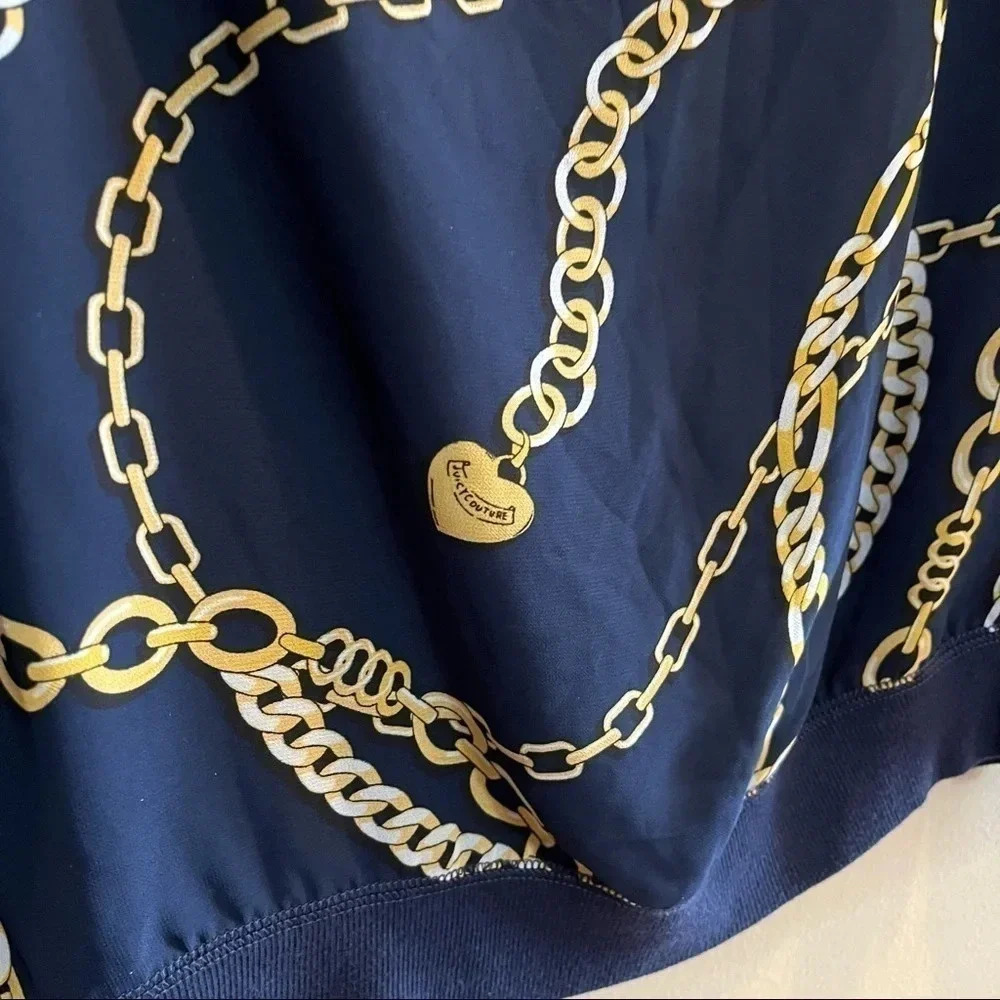 Juicy Couture Womens Navy Sheer Back Chains Long Sleeve Sweatshirt Shirt Top M - Picture 8 of 10